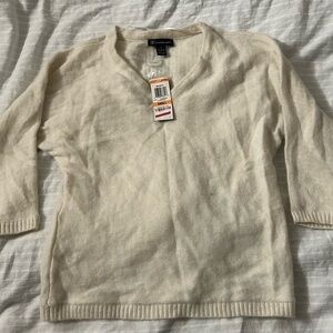 INC International Concepts Sweater Womens Buttercream Vneck 3/4 Sleeve NEW Sz S